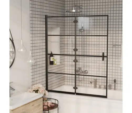 Salokāma Dušas Kabīne, 120X140 Cm, Esg, Melna Vidaxl