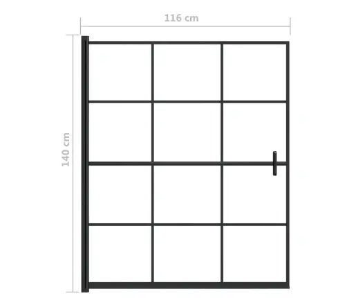 Dušas Siena, 116X140 Cm, Esg, Melna Vidaxl