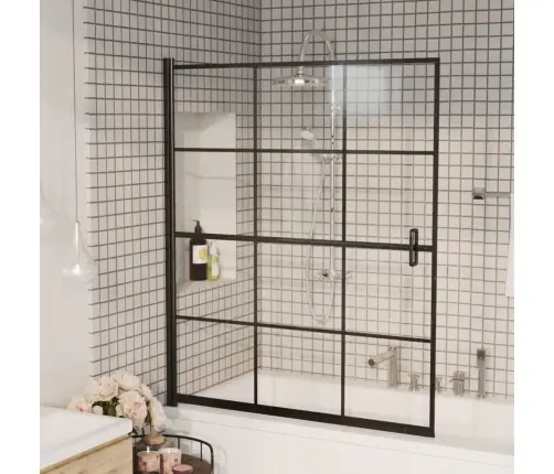 Dušas Siena, 116X140 Cm, Esg, Melna Vidaxl