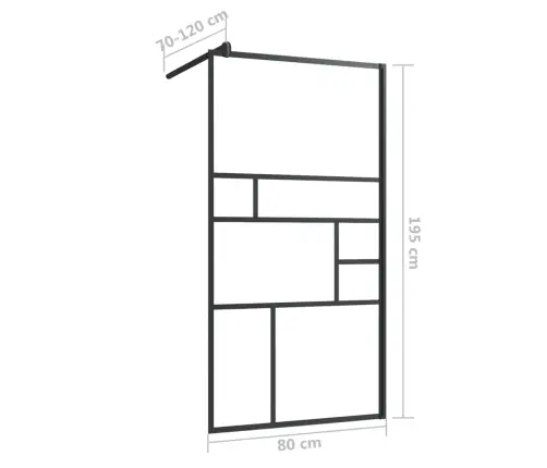 Dušo Sienelė Su Skaidriu Esg Stiklu, Juodos Spalvos, 80X195Cm