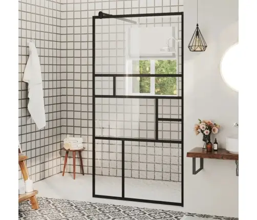 Dušo Sienelė Su Skaidriu Esg Stiklu, Juodos Spalvos, 80X195Cm