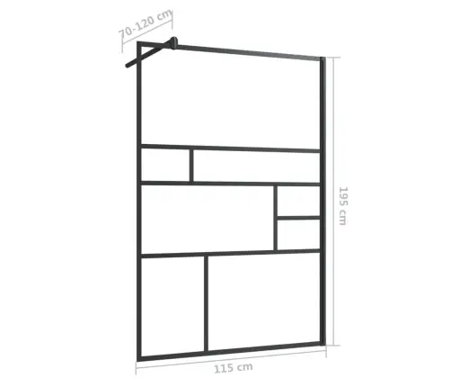 Dušinurga Sein, Läbipaistev Esg-Klaas, 115X195 cm Must