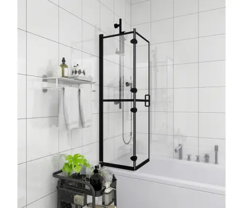 Salokāma Dušas Kabīne, 120X140 Cm, Esg, Melna Vidaxl