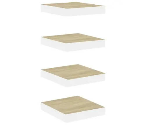 Sienas Plaukti, 4 Gab., Balti, Ozolkoka, 23X23,5X3,8 Cm, Mdf Vidaxl