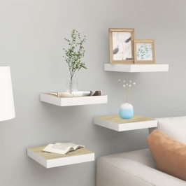 Sienas Plaukti, 4 Gab., Balti, Ozolkoka, 23X23,5X3,8 Cm, Mdf Vidaxl