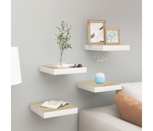 Sienas Plaukti, 4 Gab., Balti, Ozolkoka, 23X23,5X3,8 Cm, Mdf Vidaxl