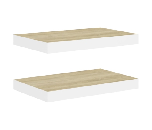 Sienas Plaukti, 2 Gab., Balti, Ozolkoka, 40X23X3,8 Cm, Mdf Vidaxl