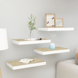 Sienas Plaukti, 4 Gab., Balti, Ozolkoka, 40X23X3,8 Cm, Mdf Vidaxl
