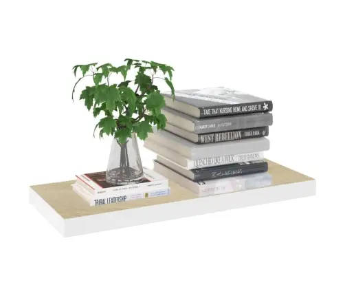 Sienas Plaukts, Balta Un Ozolkoka Krāsa, 60X23,5X3,8 Cm, Mdf Vidaxl