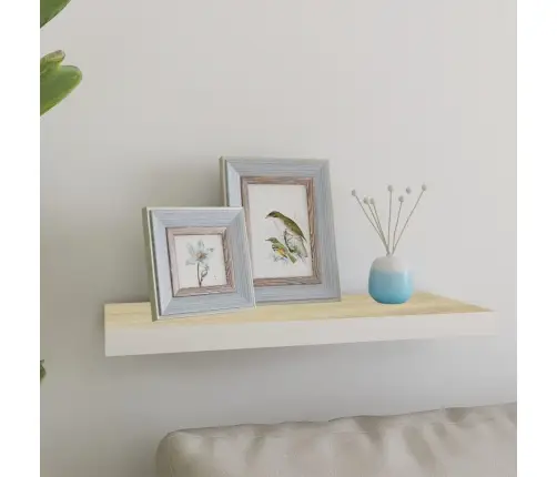 Sienas Plaukts, Balta Un Ozolkoka Krāsa, 60X23,5X3,8 Cm, Mdf Vidaxl