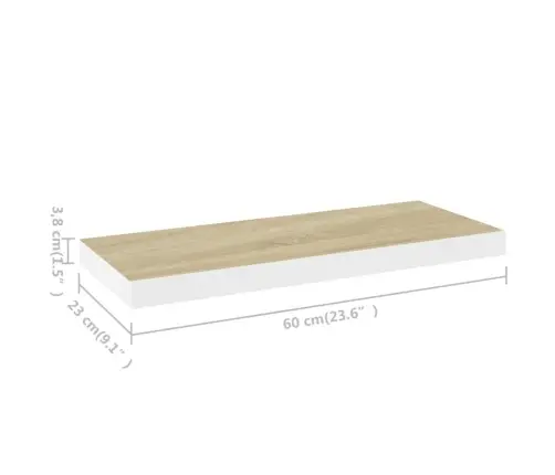 Seinariiulid, 2 Tk, Tamm Ja Valge, 60 X 23,5 X 3,8 Cm Mdf