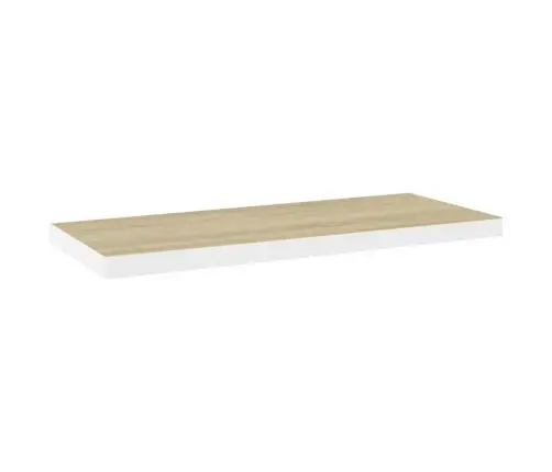 Sienas Plaukts, Balta Un Ozolkoka Krāsa, 80X23,5X3,8 Cm, Mdf Vidaxl