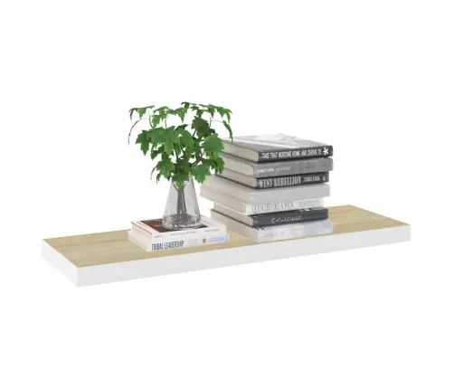 Sienas Plaukts, Balta Un Ozolkoka Krāsa, 80X23,5X3,8 Cm, Mdf Vidaxl