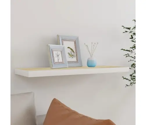 Sienas Plaukts, Balta Un Ozolkoka Krāsa, 80X23,5X3,8 Cm, Mdf Vidaxl