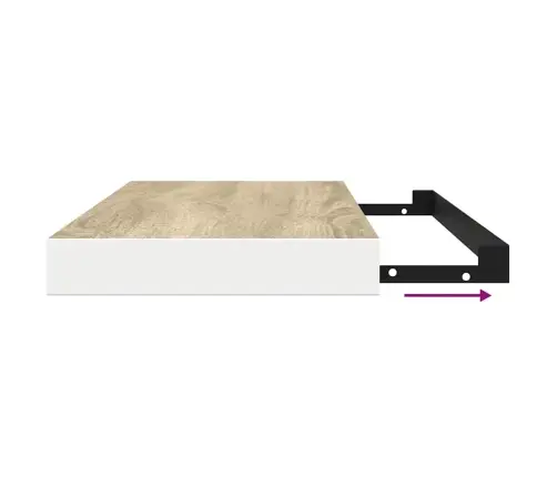 Pakabinamos Lentynos, 2Vnt., Ąžuolo/Baltos, 80X23,5X3,8cm Mdf