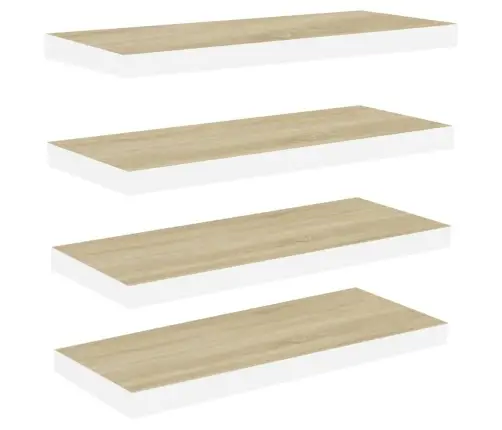 Sienas Plaukti, 4 Gab., Balti, Ozolkoka, 80X23,5X3,8 Cm, Mdf Vidaxl
