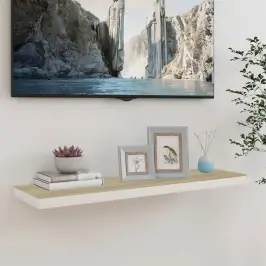 Pakabinama Sieninė Lentyna, Ąžuolo/Balta, 90X23,5X3,8cm Mdf
