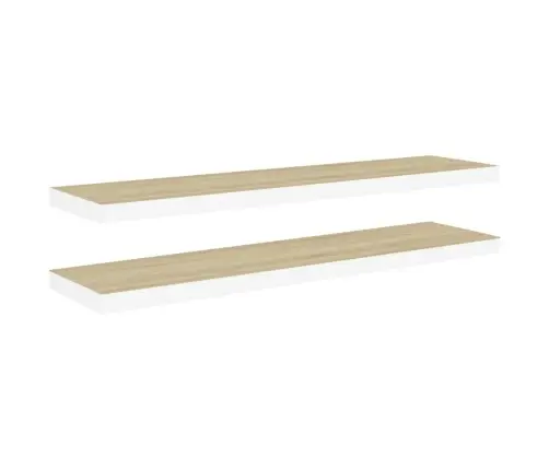 Sienas Plaukti, 2 Gab., Balti, Ozolkoka, 120X23,5X3,8 Cm, Mdf Vidaxl