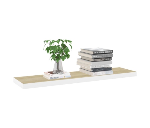 Pakabinamos Lentynos, 2Vnt., Ąžuolo/Baltos, 120X23,5X3,8cm Mdf