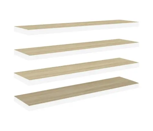 Sienas Plaukti, 4 Gab., Balti, Ozolkoka, 120X23,5X3,8 Cm, Mdf Vidaxl