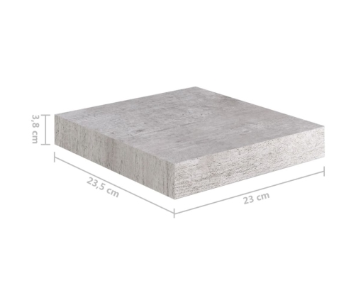 Sienas Plaukts, Betona Pelēks, 23X23,5X3,8 Cm, Mdf Vidaxl