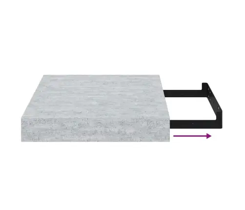 Pakabinamos Lentynos, 2Vnt., Betono Pilkos, 23X23,5X3,8cm Mdf