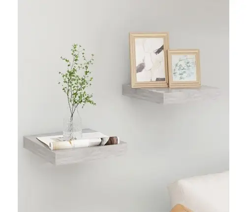 Sienas Plaukti, 2 Gab., Betona Pelēki, 23X23,5X3,8 Cm, Mdf Vidaxl