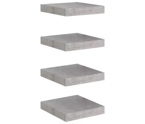 Pakabinamos Lentynos, 4Vnt., Betono Pilkos, 23X23,5X3,8cm Mdf