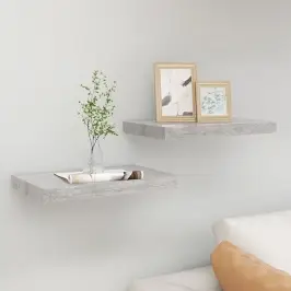 Pakabinamos Sieninės Lentynos, 2Vnt., Pilkos, 40X23X3,8cm Mdf
