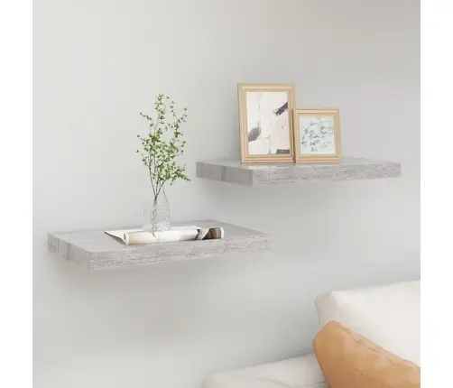 Sienas Plaukti, 2 Gab., Betona Pelēki, 50X23X3,8 Cm, Mdf Vidaxl