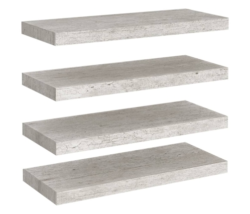 Sienas Plaukti, 4 Gab., Betona Pelēki, 60X23,5X3,8 Cm, Mdf Vidaxl