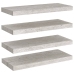 Sienas Plaukti, 4 Gab., Betona Pelēki, 60X23,5X3,8 Cm, Mdf Vidaxl