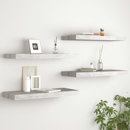Sienas Plaukti, 4 Gab., Betona Pelēki, 60X23,5X3,8 Cm, Mdf Vidaxl