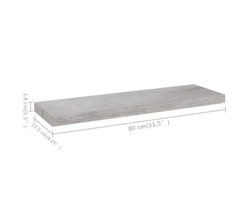 Pakabinama Sieninė Lentyna, Betono Pilka, 80X23,5X3,8cm Mdf