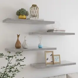 Seinariiulid 4 Tk, Betoonhall, 80 X 23,5 X 3,8 Cm Mdf