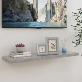 Sienas Plaukts, Betona Pelēks, 90X23,5X3,8 Cm, Mdf Vidaxl