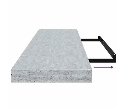 Seinariiulid 2 Tk, Betoonhall, 90 X 23,5 X 3,8 Cm Mdf