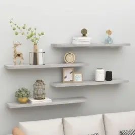 Seinariiulid 4 Tk, Betoonhall, 120 X 23,5 X 3,8 Cm Mdf
