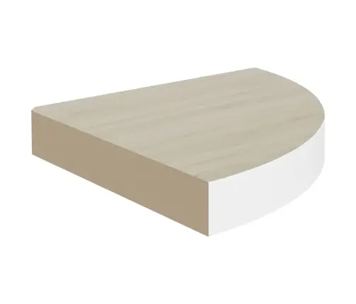 Stūra Sienas Plaukts, Ozolkoka, Balts, 25X25X3,8 Cm, Mdf Vidaxl
