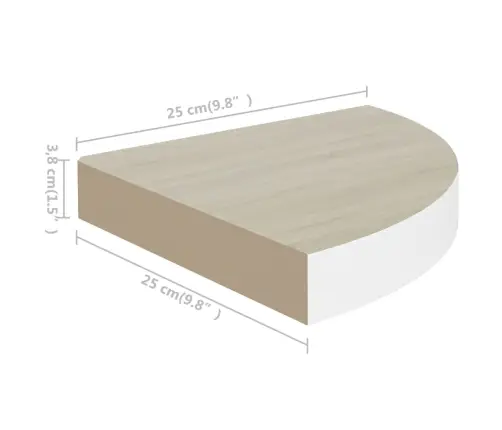 Stūra Sienas Plaukts, Ozolkoka, Balts, 25X25X3,8 Cm, Mdf Vidaxl