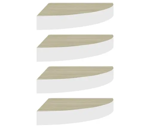 Sieninės Lentynos, 4Vnt., Baltos/Ąžuolo, 25X25X3,8cm Mdf