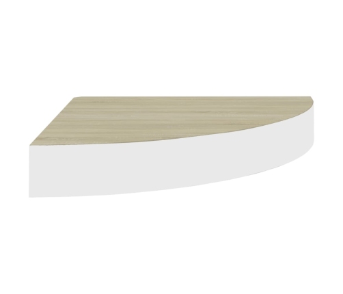 Stūra Sienas Plaukti, 4 Gab., Ozola, Balti, 25X25X3,8 Cm, Mdf Vidaxl