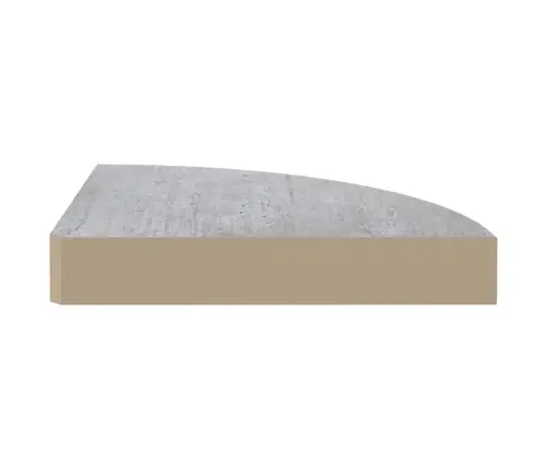 Stūra Sienas Plaukti, 2 Gab., Betona Pelēki, 25X25X3,8 Cm, Mdf Vidaxl