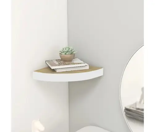 Stūra Sienas Plaukts, Ozolkoka, Balts, 35X35X3,8 Cm, Mdf Vidaxl