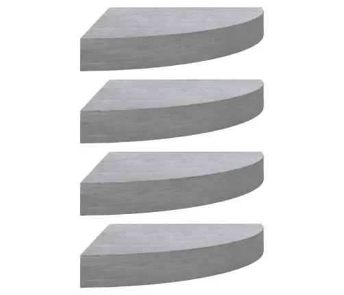 Stūra Sienas Plaukti, 4 Gab., Betona Pelēki, 35X35X3,8 Cm, Mdf Vidaxl