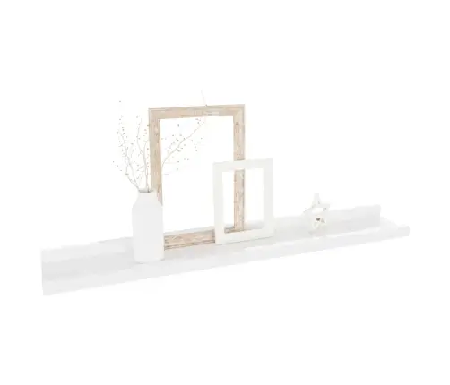 Sienas Plaukti, 2 Gab., Spīdīgi Balti, 60X9X3 Cm Vidaxl