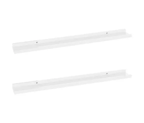 Sienas Plaukti, 2 Gab., Spīdīgi Balti, 80X9X3 Cm Vidaxl