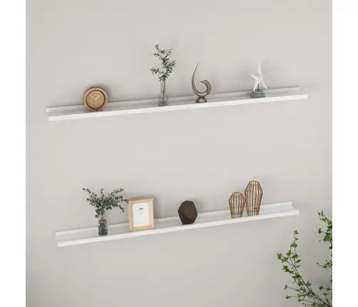 Sieninės Lentynos, 2Vnt., Baltos Spalvos, 115X9X3cm Blizgios