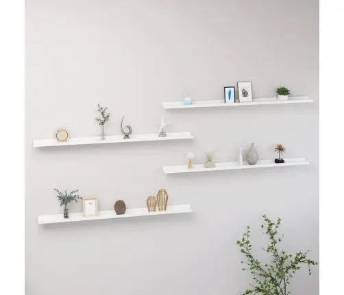 Sienas Plaukti, 4 Gab., Balti, 115X9X3 Cm Vidaxl