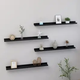 Seinariiulid, 4 Tk, Must, 80 X 9 X 3 Cm